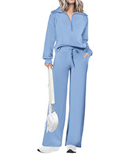 PRETTYGARDEN Women's 2 Piece Outfits Casual Lapel Half Zip Sweatshirts and Wide Leg Pants Tracksu... | Amazon (US)