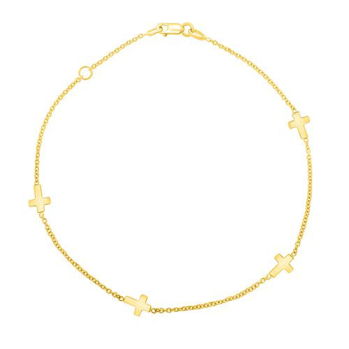 Royal Chain 14K Gold Sideways Cross Anklet | HSN