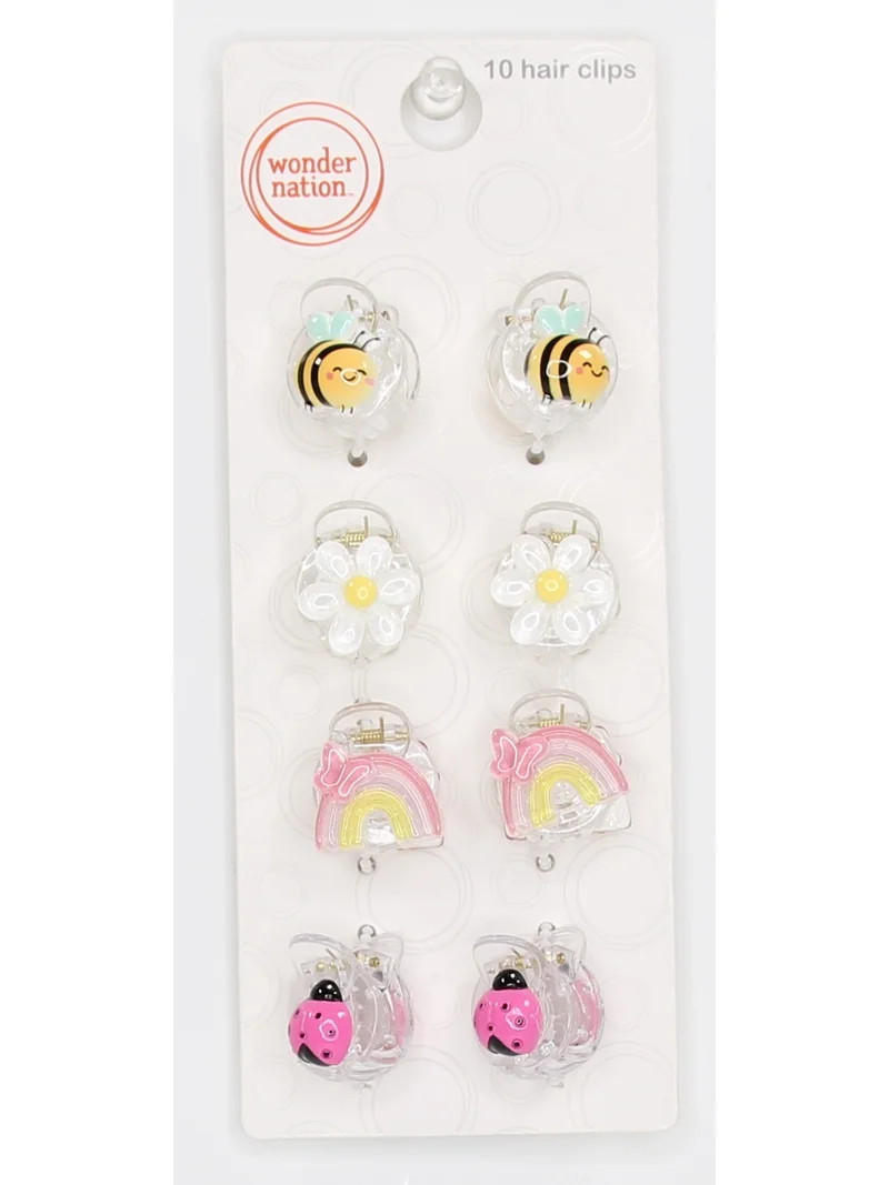 Wonder Nation Girls Spring Motif Mini Claw Clips, 8-Piece, Multi | Walmart (US)