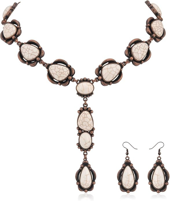 Rustic Couture's Western Necklace Earrings Jewelry Set for Women | Amazon (US)