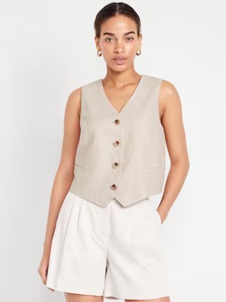Linen-Blend Vest for Women | Old Navy (US)