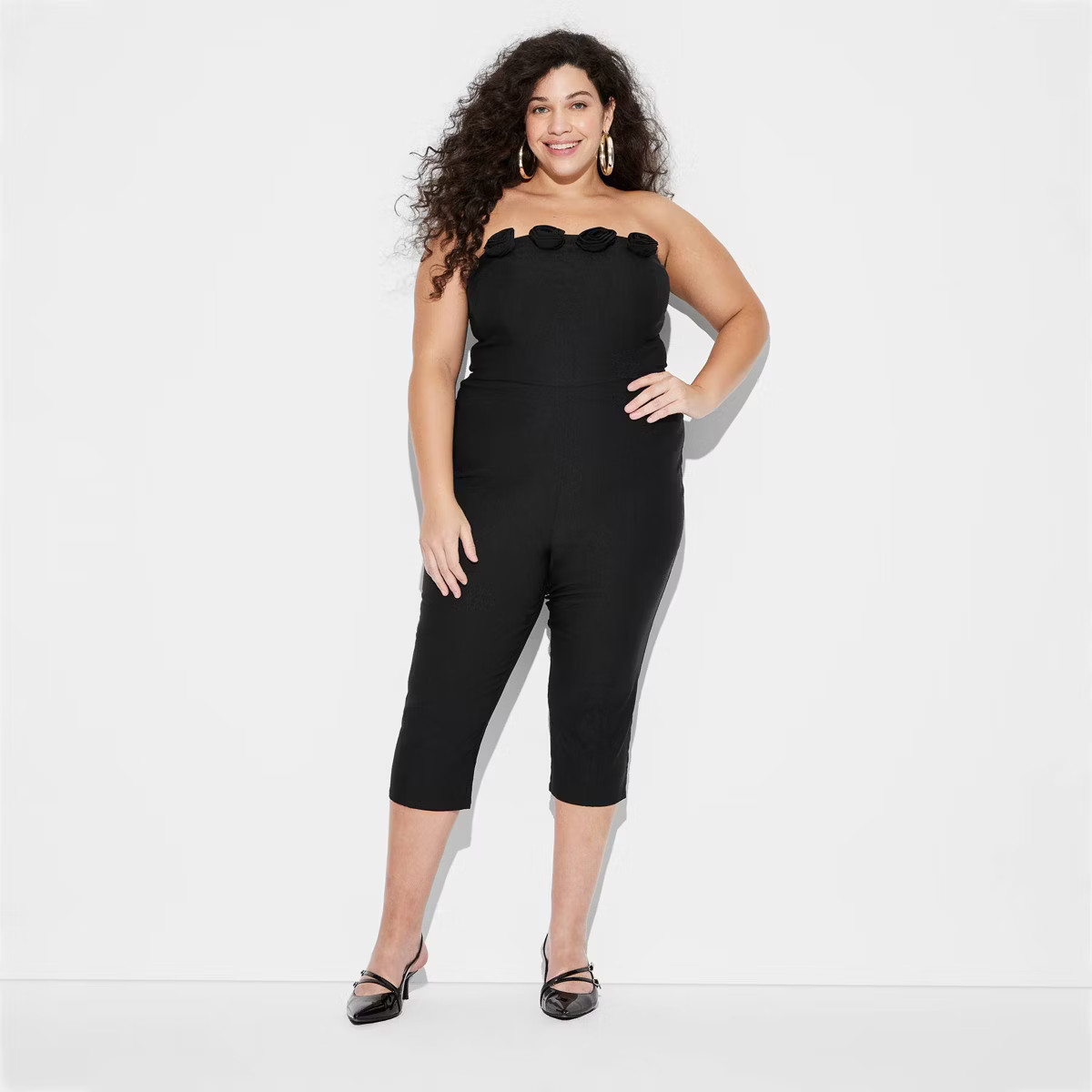 Women's Rosette Capri Jumpsuit - Wild Fable™ Black 1X | Target