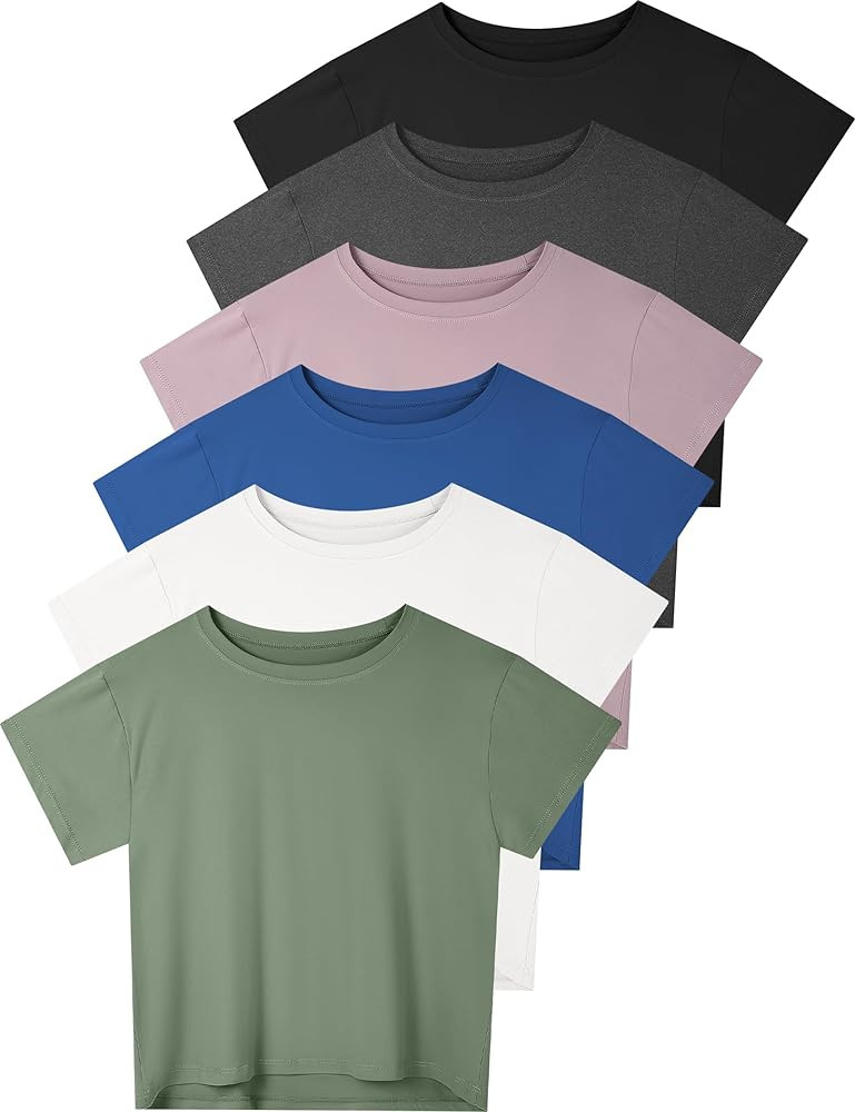 Dalavch 4/6 Pack Women's Crop Top Short Sleeve Athletic Workout Yoga Running Gym Casual Tees T-Sh... | Amazon (US)