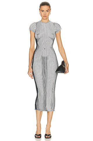 Trompe L'oeil Short Sleeve Long Dress | FWRD 