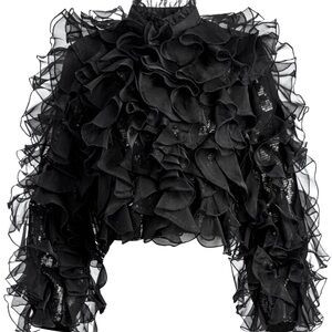 Alice + Olivia Britton Ruffled Cropped Jacket | Poshmark