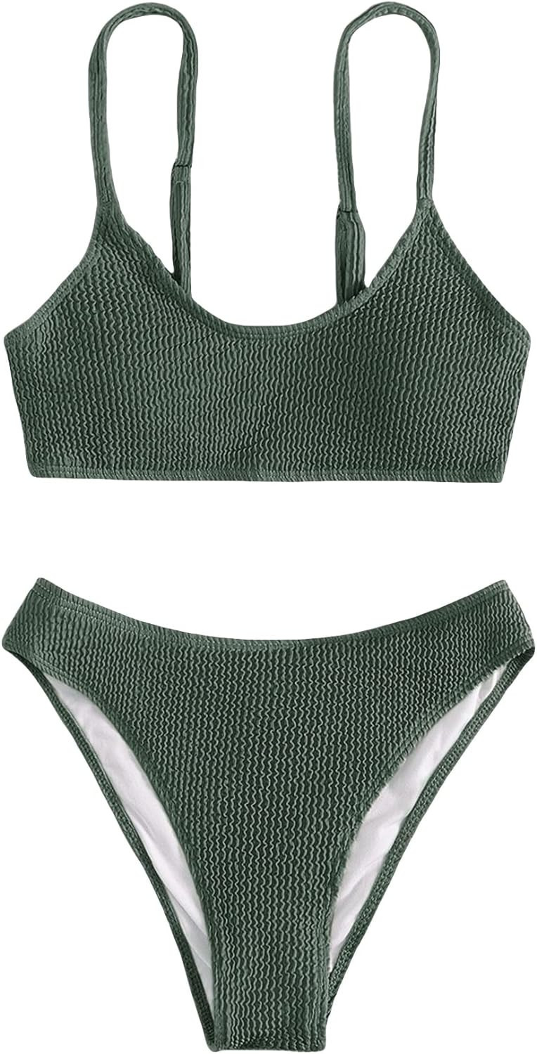 SOLY HUX Bikini Sets for Women Solid Textured Bikini Bathing Suits 2 Piece Swimsuit | Amazon (US)