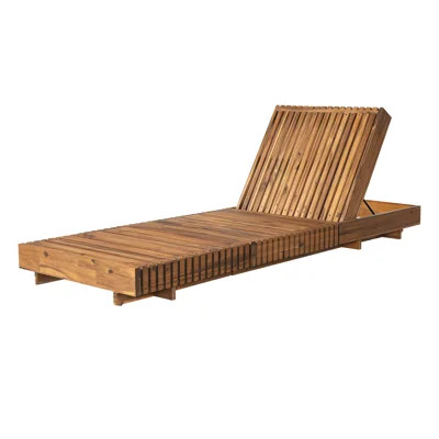 Davion Patio Acacia Wood Chaise Lounge With Cushion & Adjustable Backrest | Wayfair North America