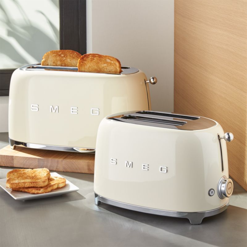 Smeg Cream Retro Toasters | Crate and Barrel | Crate & Barrel