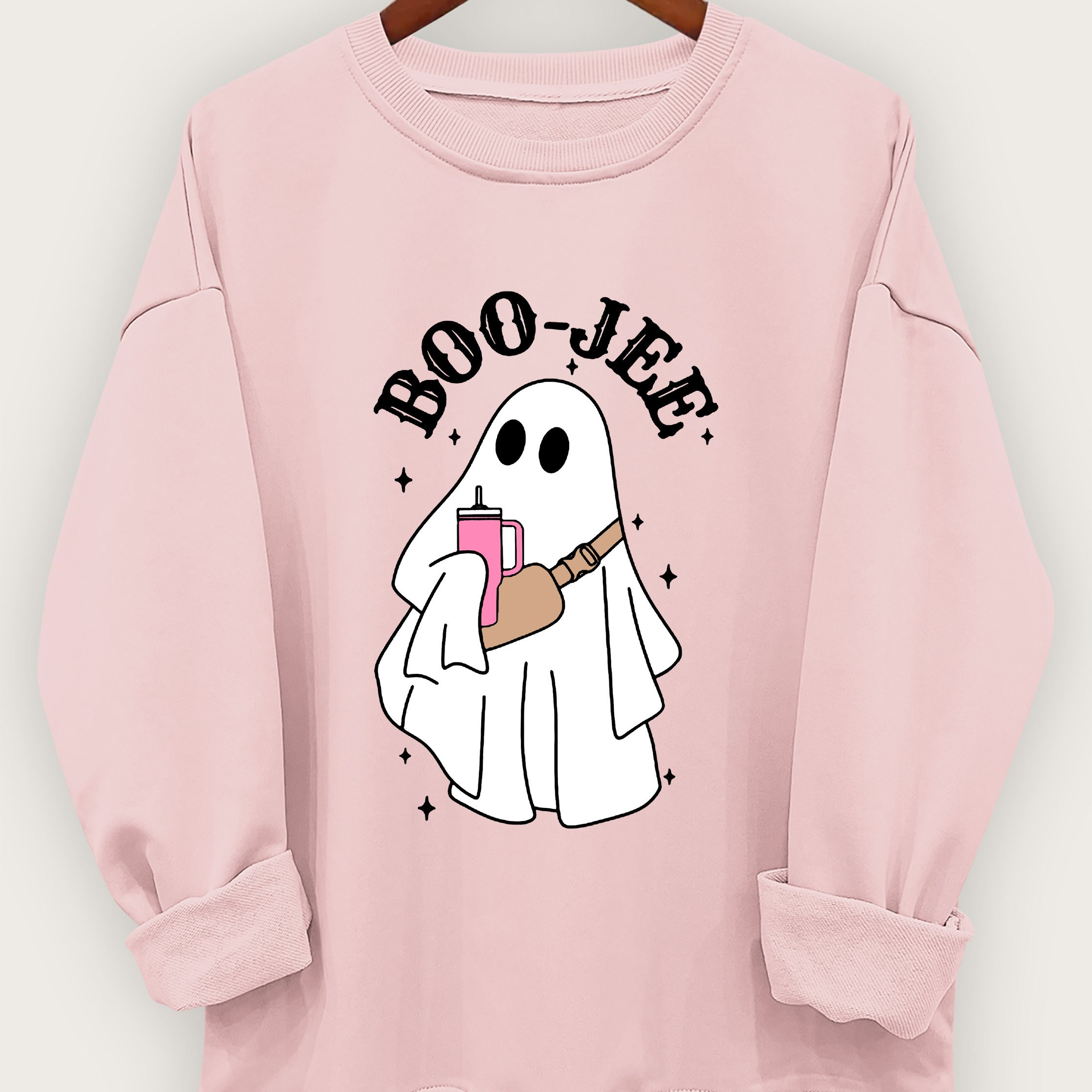 Ghost Print Sweatshirt Long Sleeve Crew Neck Casual - Temu | Temu Affiliate Program