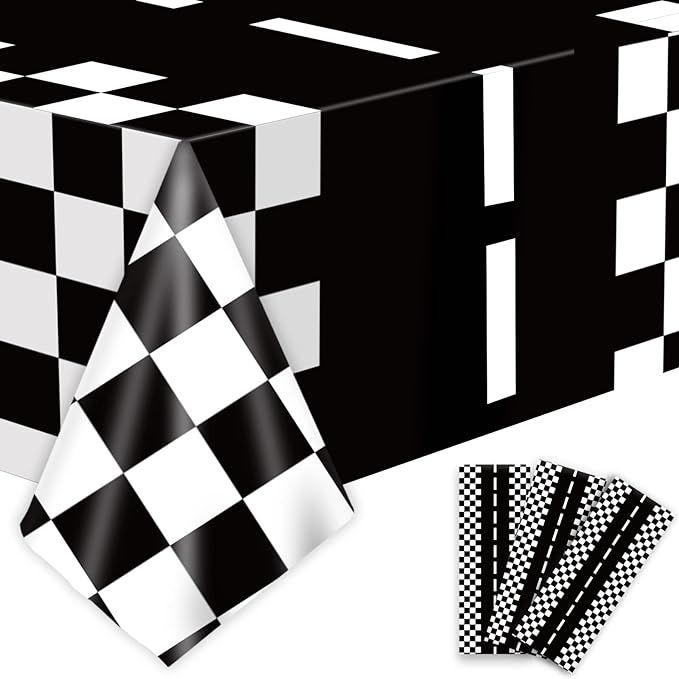 3pcs Race Car Birthday Party Supplies Two Fast Birthday Decorations Racing Checkered Flag Plastic... | Amazon (US)