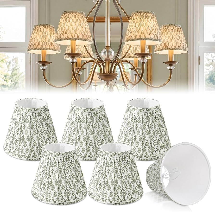 6 Pcs Pleated Chandelier Lamp Shades Slant Small Lampshades Clip on Bulb Classic Pleated Style Bu... | Amazon (US)
