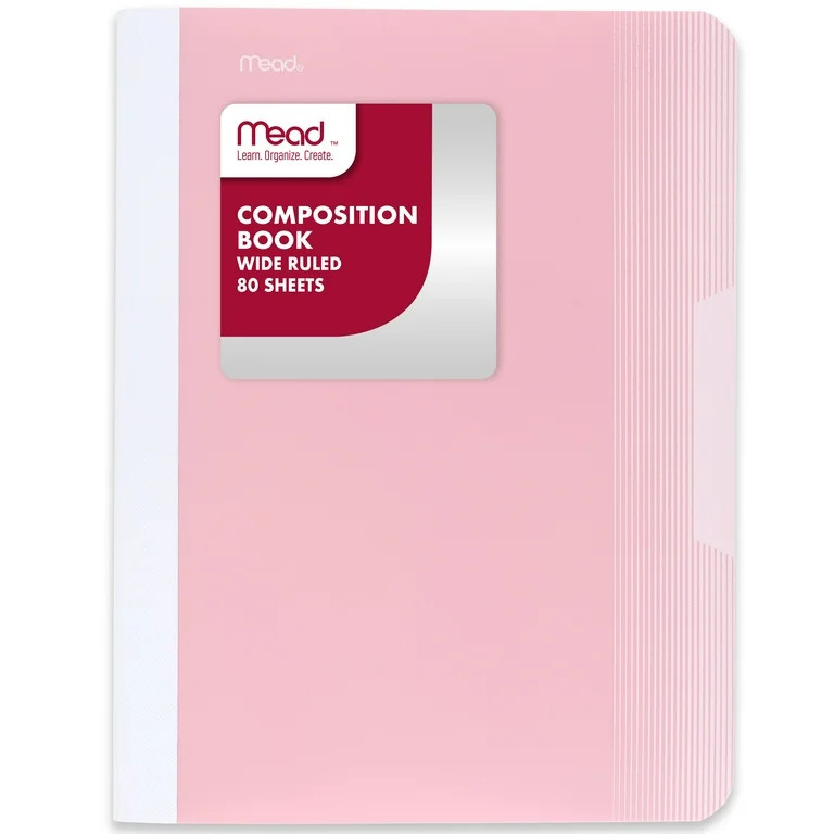 Mead Composition Book, Wide Ruled, 80 Sheets, 7.5" x 9.75", Pastel Pink | Walmart (US)