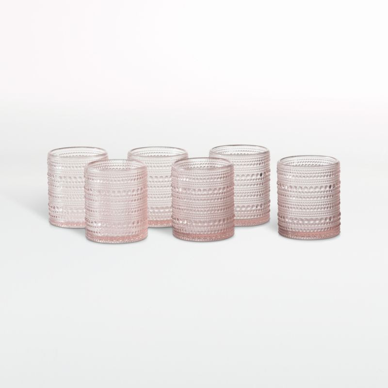 Jupiter Pink Double Old-Fashioned Glasses, Set of 6 + Reviews | Crate and Barrel | Crate & Barrel