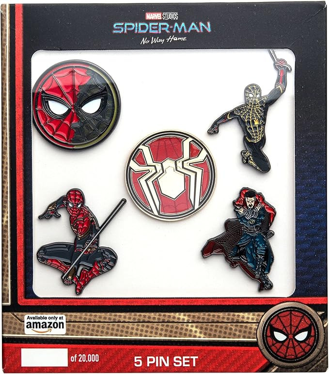 Marvel Studios: Spider-Man "No Way Home" Metal-based and Enamel 5 Lapel Pin Set Comes in an Offic... | Amazon (US)