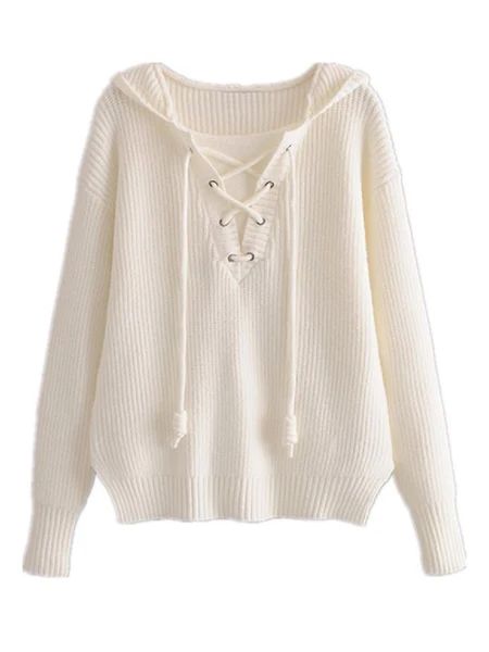 'Elina' Lace-up Hooded Sweater | Goodnight Macaroon