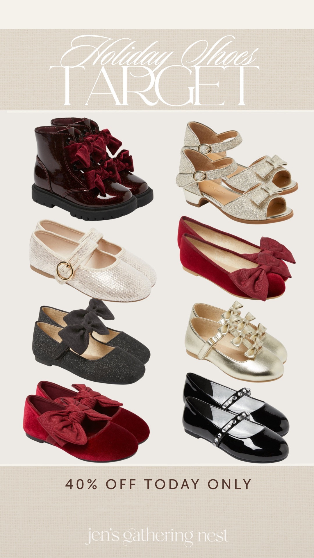 TARGET SHOES ARE 40% OFF TODAY ONLY 🎄✨ grab shoes for the fam for the holidays!

#holidayshoes #kidsshoes #girlsshoes #girlsboots #target #targetstyle #targetfinds 

#LTKKids #LTKShoeCrush #LTKHoliday