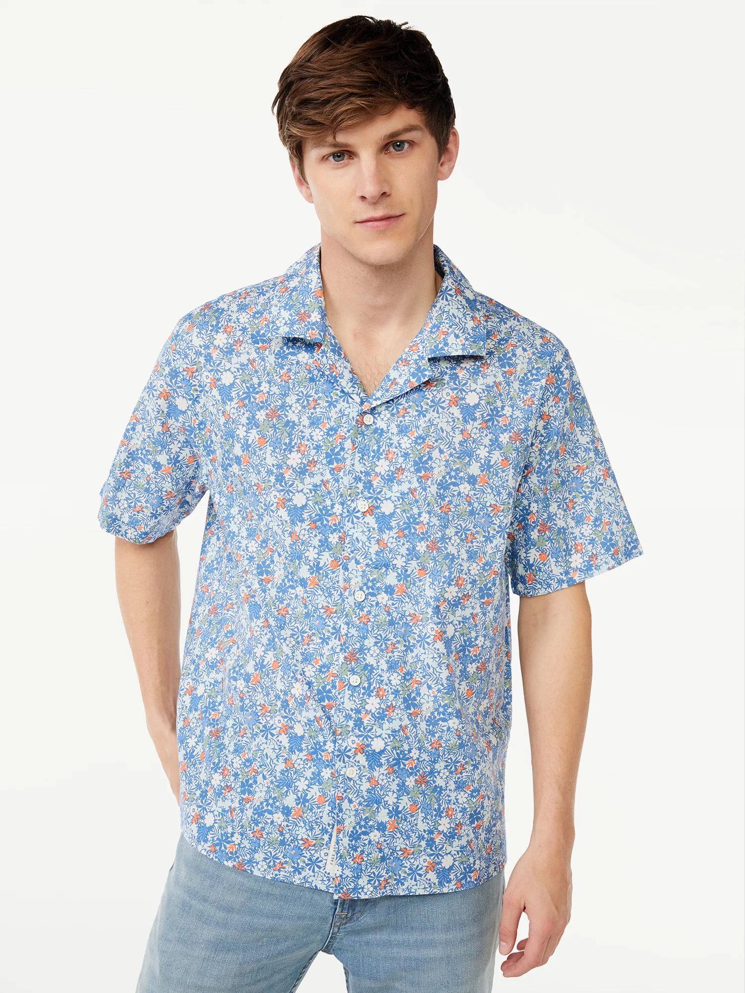 Free Assembly Men's Camp Shirt with Short Sleeves - Walmart.com | Walmart (US)
