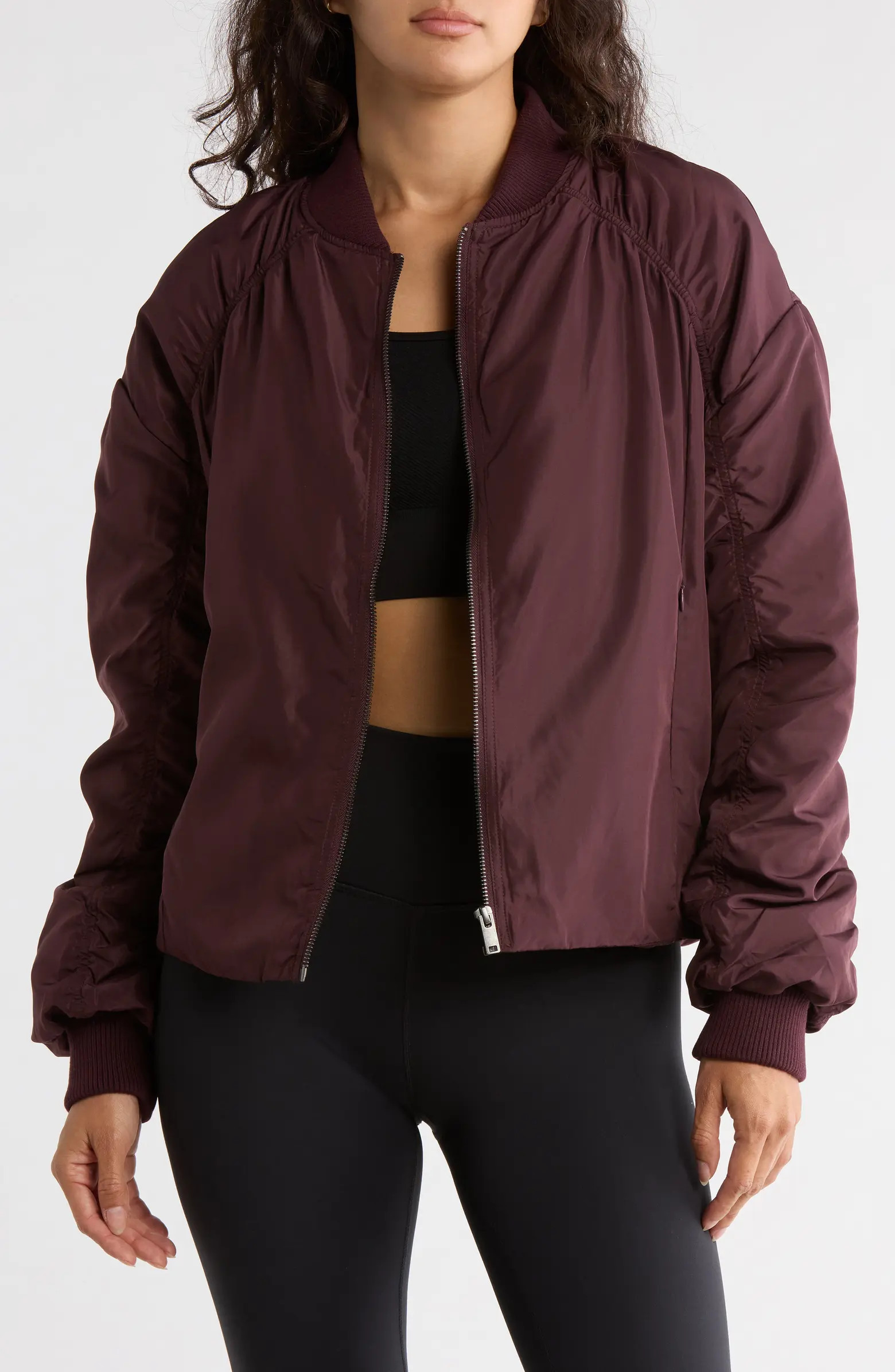 Ruched Sleeve Bomber Jacket | Nordstrom Rack