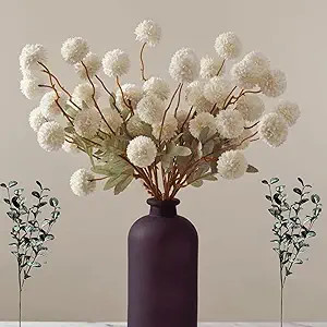 Faux Flowers Kiku White - 10 Stems & Eucalyptus Stems 2 Branches, Fake Small Mini Chrysanthemum F... | Amazon (US)