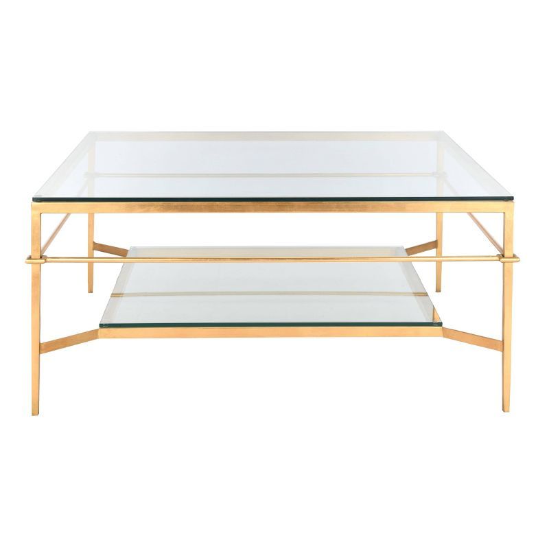 Mieka Glass Cocktail Table Gold/Glass - Safavieh | Target