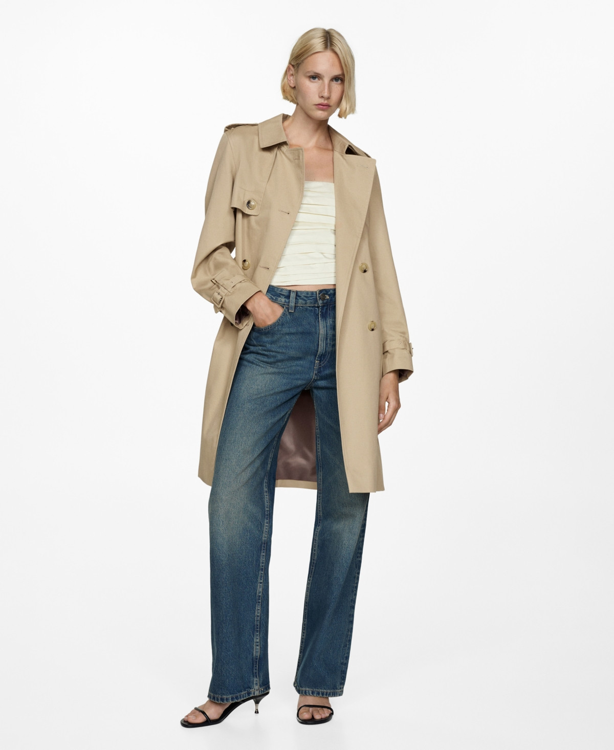 Mango Women's Belted Classic Trench Coat - Beige | Macy's
