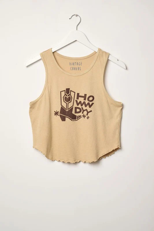 NEW!! Howdy Vintage Tank in Taupe | Glitzy Bella