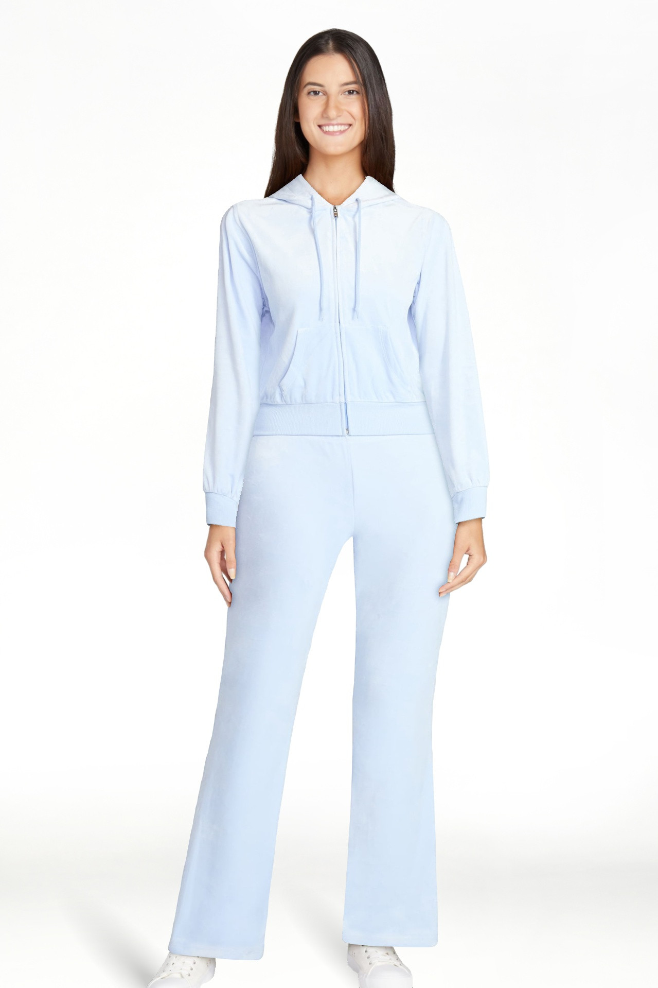 No Boundaries Velour Hoodie and Flare Pants Set, 2-Piece, Women’s | Walmart (US)