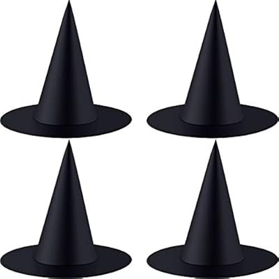 Tatuo Halloween Witch Hat Witch Costume Accessory for Halloween Christmas Party, Black (4 Pieces) | Amazon (US)