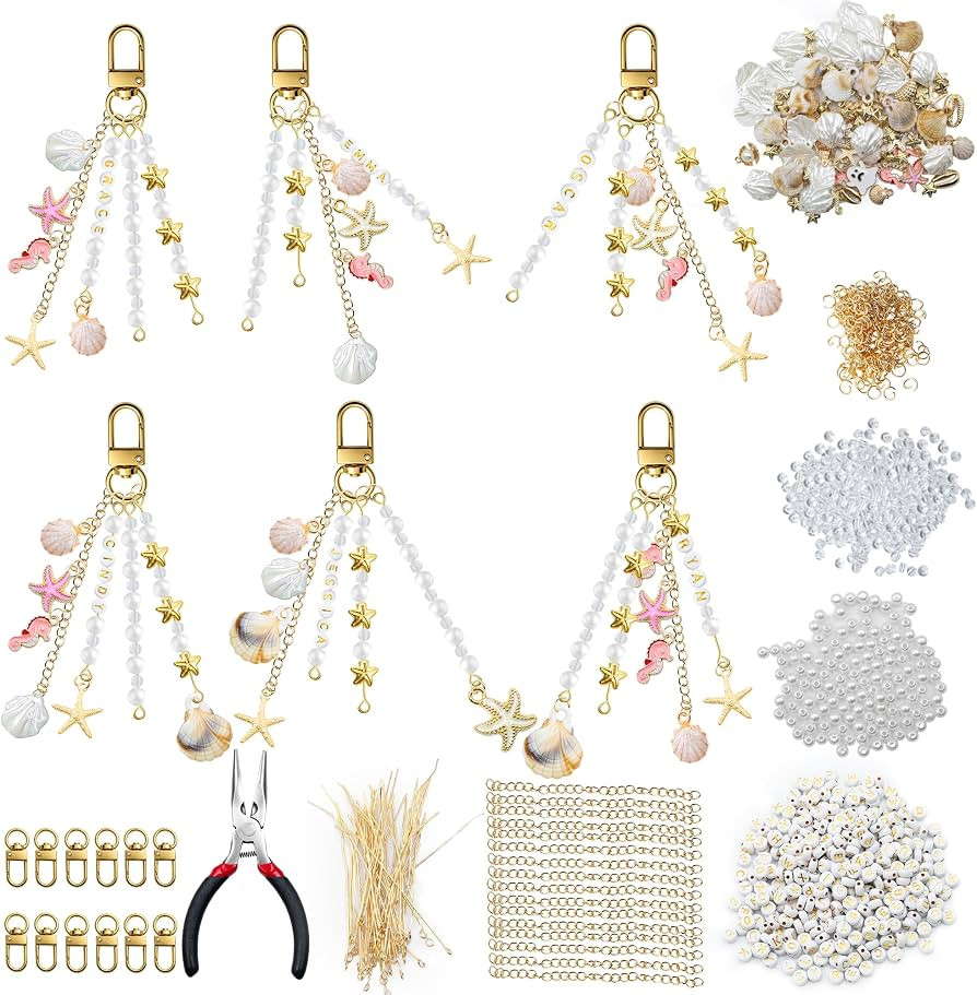 792pcs Seashell Keychain Making Kit | Ocean DIY Craft Key Chain Accessories | Amazon (US)