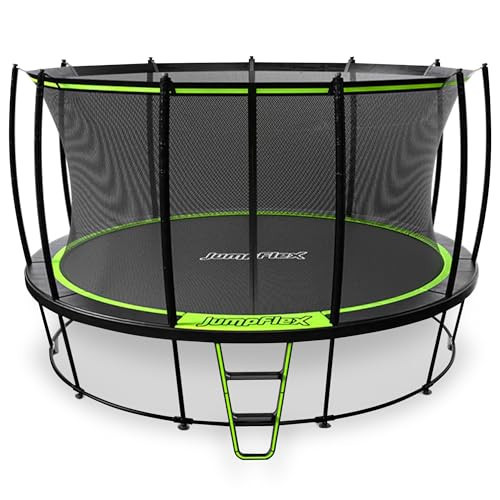 JumpFlex Large Round Recreational Backyard Trampoline & Net, 15 ft, Green/Black | Amazon (US)