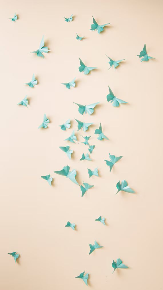 3D Butterfly Wall Decor: 3D wall butterflies, nursery decor, girls room, butterfly wall art in aq... | Etsy (US)