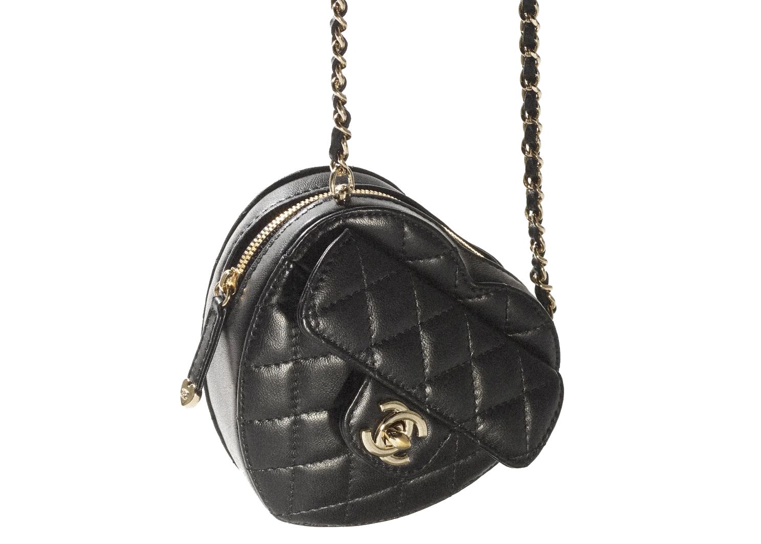 Chanel Heart Clutch With Chain 22S Mini Black Lambskin | StockX
