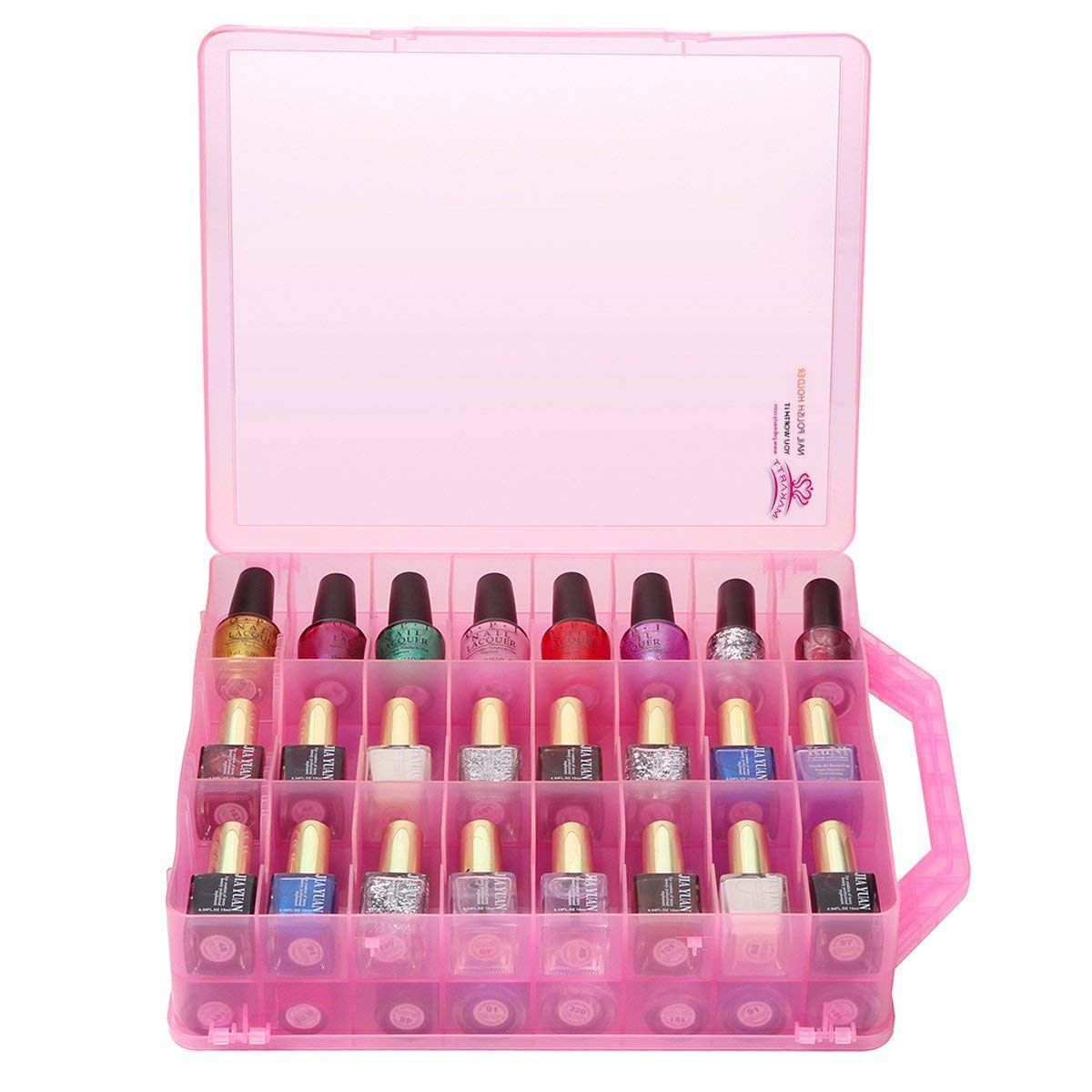 Makartt Travel Gel Nail Polish Holder Pink See-Through Polish Case Double Sides for 48 Bottles Ad... | Amazon (US)