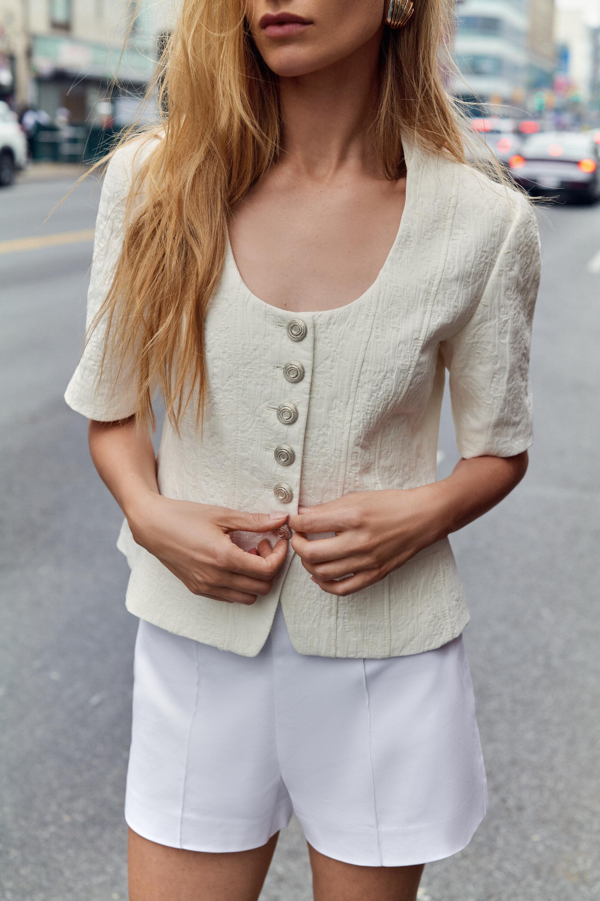 SHORT SLEEVE JACQUARD JACKET | Zara US