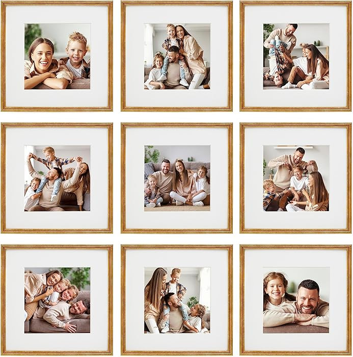 Sheffield Home 9 Piece Gallery Wall Frame Set, 12x12 Inch, Antique Bronze | Amazon (US)