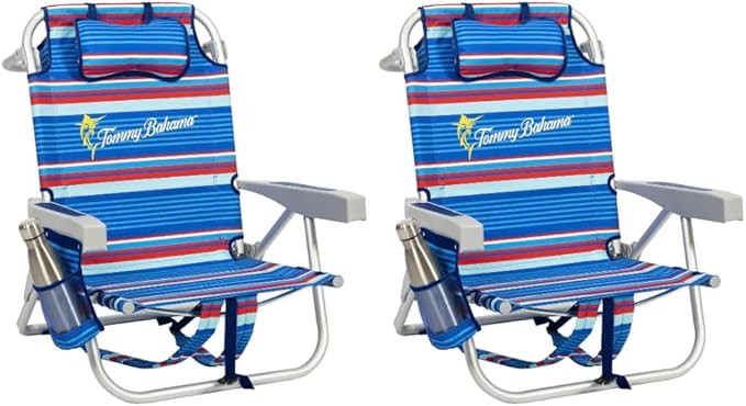Tommy Bahama Backpack Beach Chair 2 Pack (Sailfish and Palms), Aluminum, Multicolor | Amazon (US)