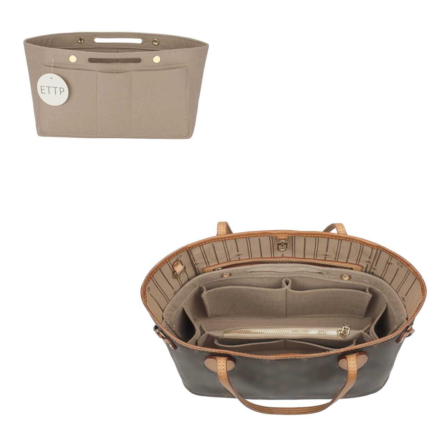 Purse Organizer Insert For Handbags, Tote Bag Organizer Insert Compatible with Neverful gracefull onthego and more (Beige, XXX-Large) | Amazon (US)