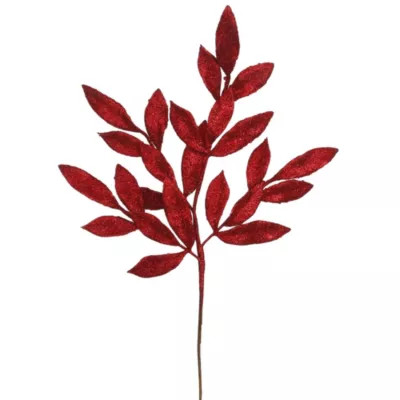 Vickerman 22" Silver Glitter Bay Leaf Artificial Christmas Spray. Includes 12 sprays per pack | Belk