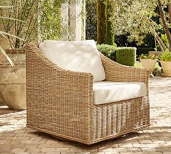 Huntington Slim Slope Arm Swivel Outdoor Lounge Chair | Pottery Barn (US)