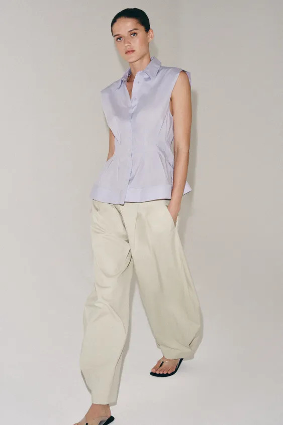 PLEATED SLEEVELESS SHIRT ZW COLLECTION | Zara US
