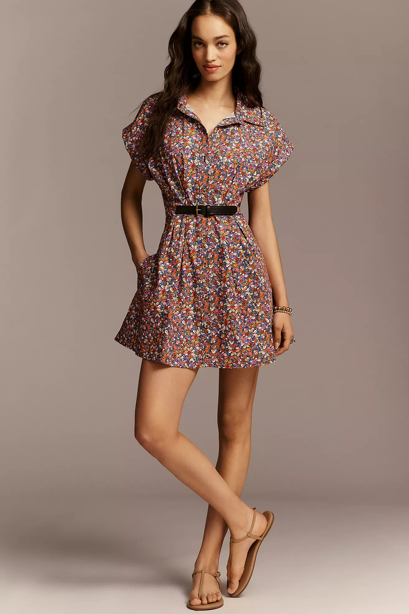 The Faye Short-Sleeve Belted Shirt Dress | Anthropologie (US)