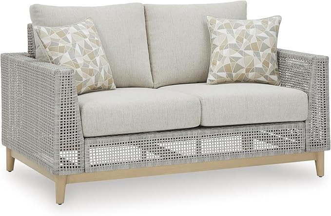 Signature Design by Ashley Seton Creek Cottage Nuvella Weather Resistant Fabric Outdoor Loveseat ... | Amazon (US)
