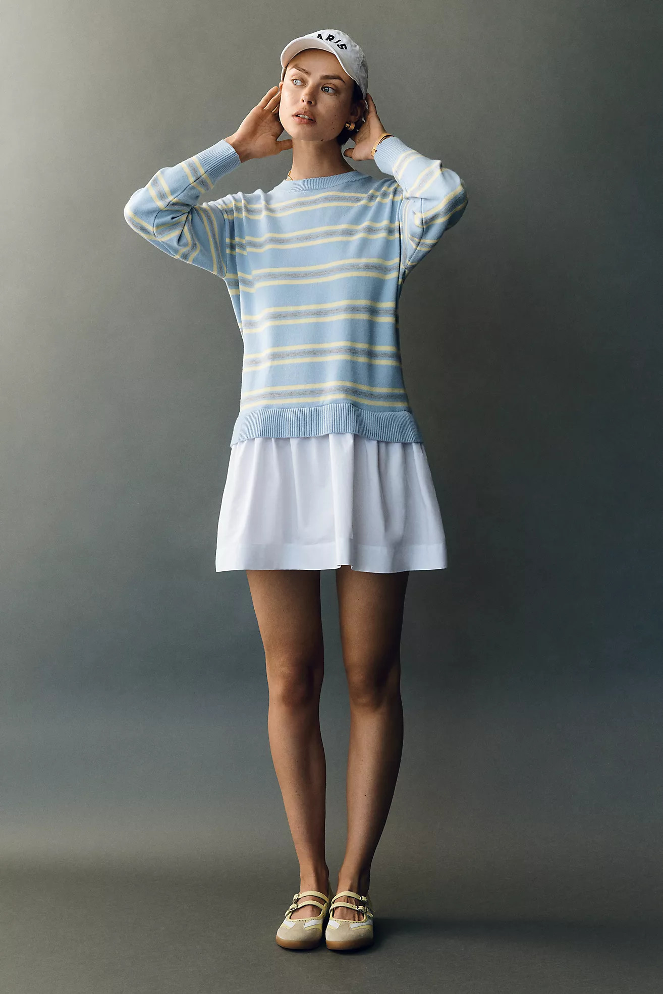 Maeve Twofer Long-Sleeve Drop-Waist Mini Dress | Anthropologie (US)