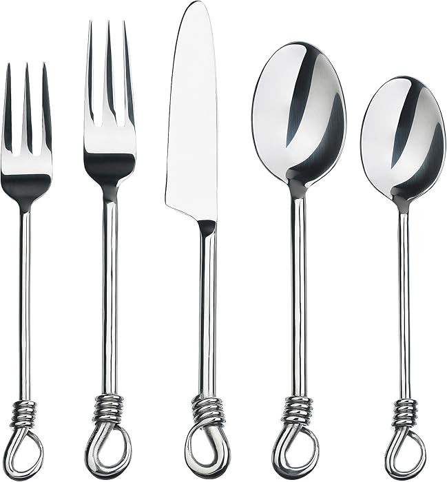Gourmet Settings - 20-Piece Silverware Set -TWIST Collection - Polished Stainless Steel Flatware ... | Amazon (US)