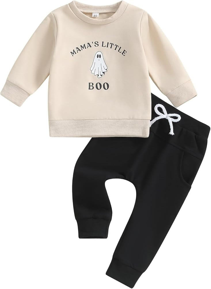 Lamuusaa Toddler Baby Boy Halloween Outfit Mamas Little Boo Pullover Sweatshirt Jogger Pants Hall... | Amazon (US)