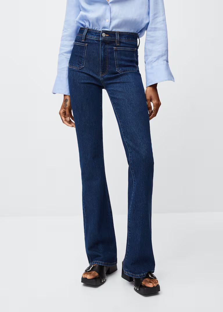 Flared jeans with pocket -  Women | Mango United Kingdom | MANGO (UK)