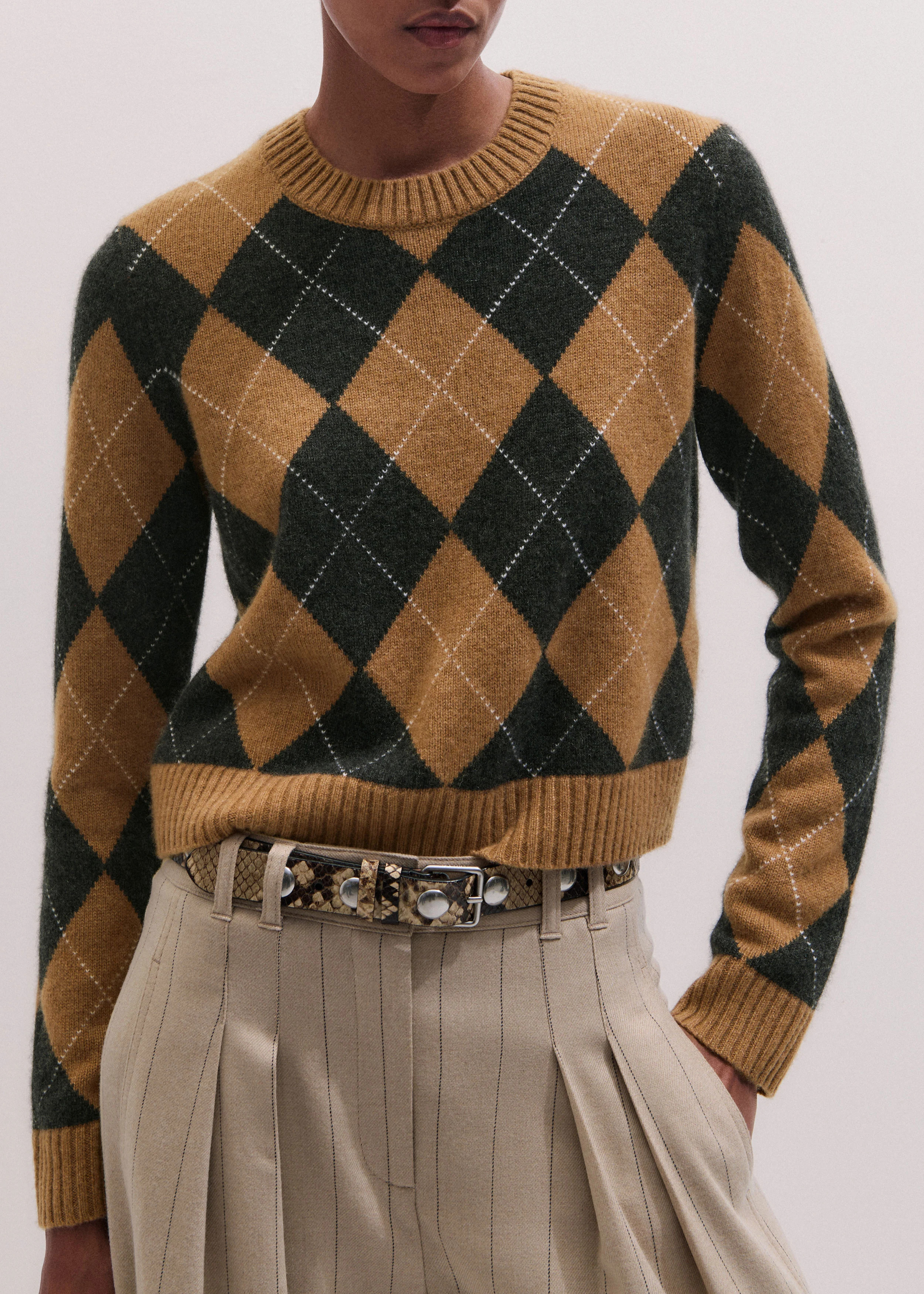 Relaxed Argyle Jumper Cashmere | ME+EM Global (Excluding US)