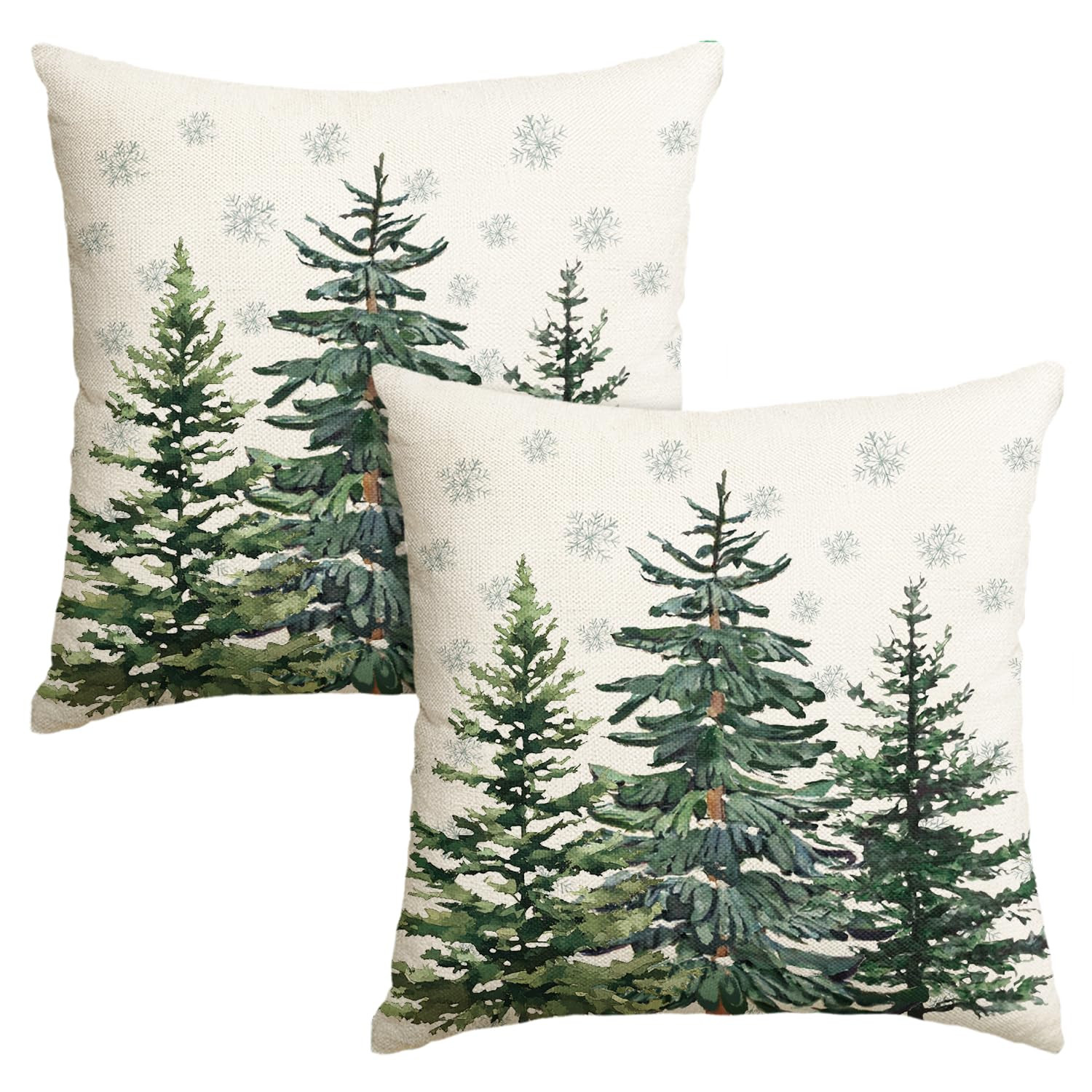 AVOIN colorlife Christmas Trees Snowflake Throw Pillow Covers Set of 2, 18 x 18 Inch Winter Holid... | Amazon (US)