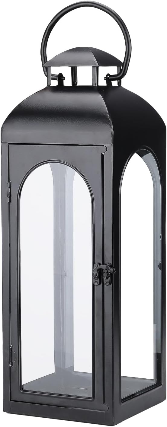 Bdor 16 Inches Metal and Tempered Glass Candle Lantern - Premium Outdoor Lantern, Decorative Lant... | Amazon (US)