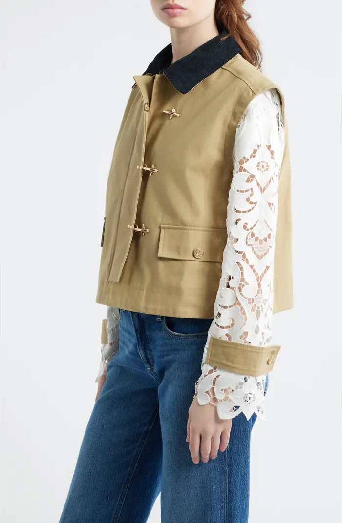 Hill House Home The Clarisse Lace Sleeve Barn Jacket | Nordstrom | Nordstrom
